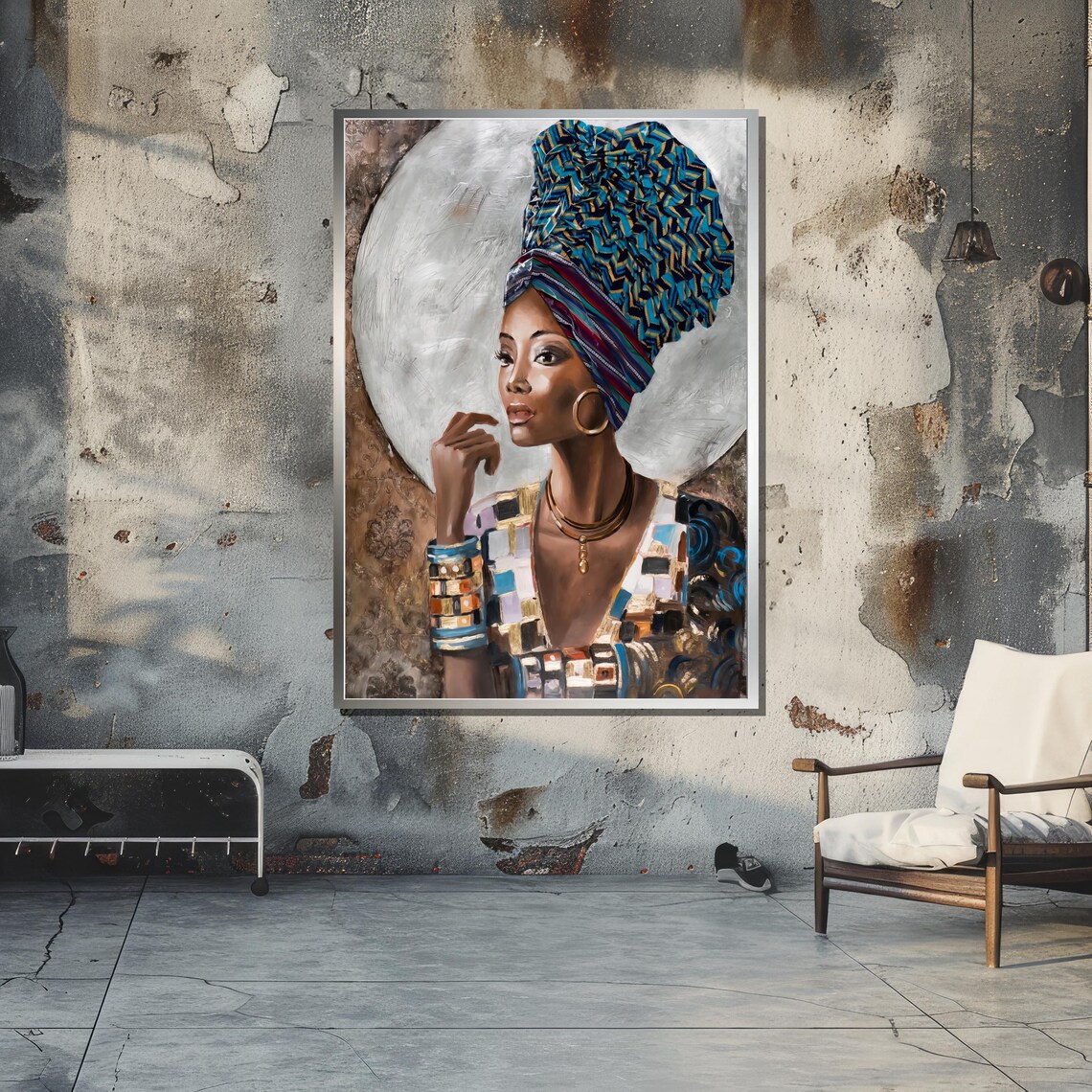 Elegant African Woman, Modern Art Deco Portrait - Image 3