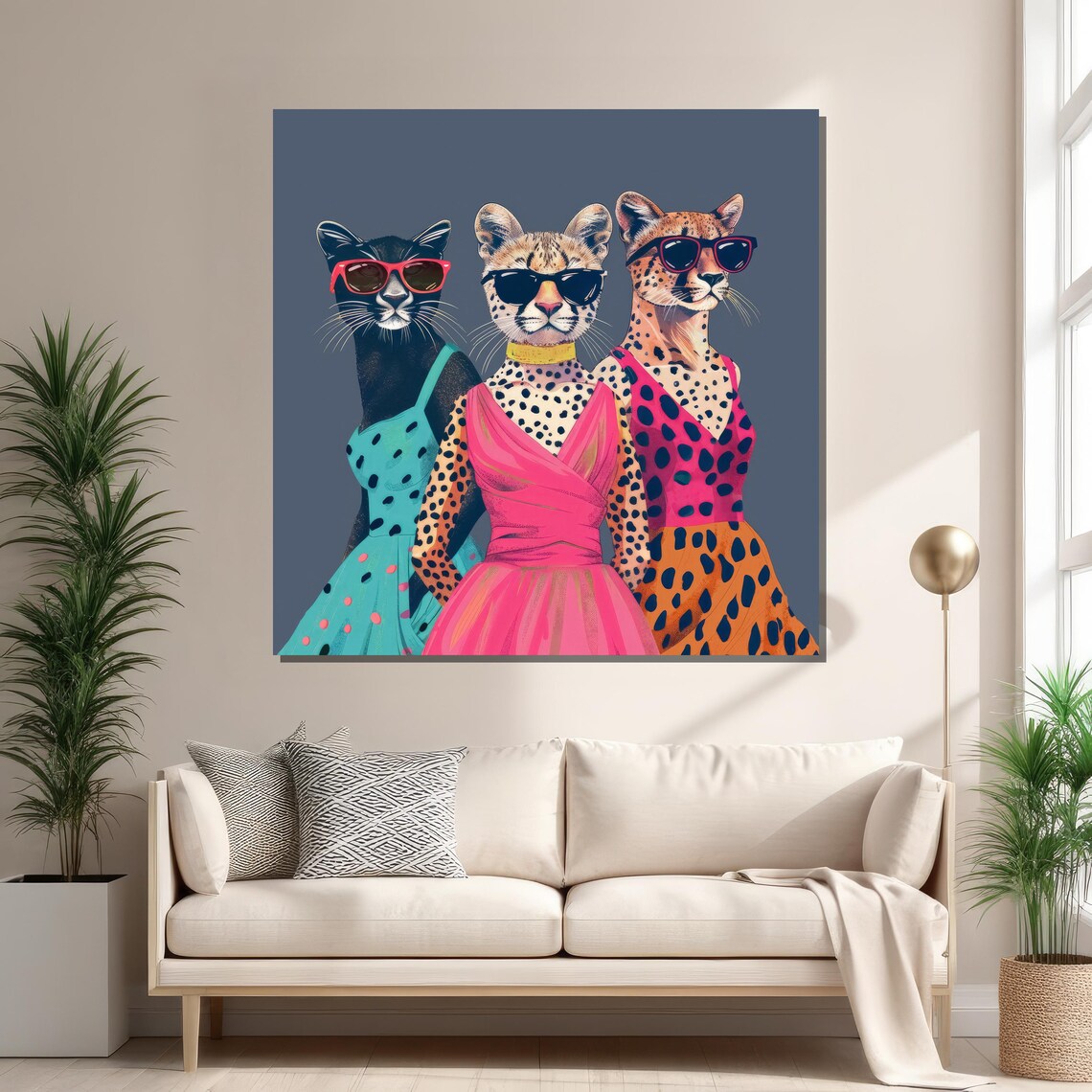 Fashionable Cat Pop Art, Whimsical Animal Decor - Image 2