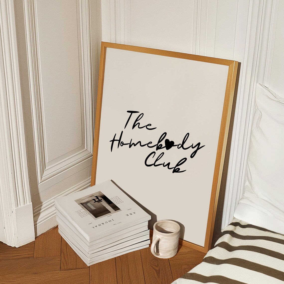 The Homebody Club Script Heart Cozy Minimalist Quote Wall Poster