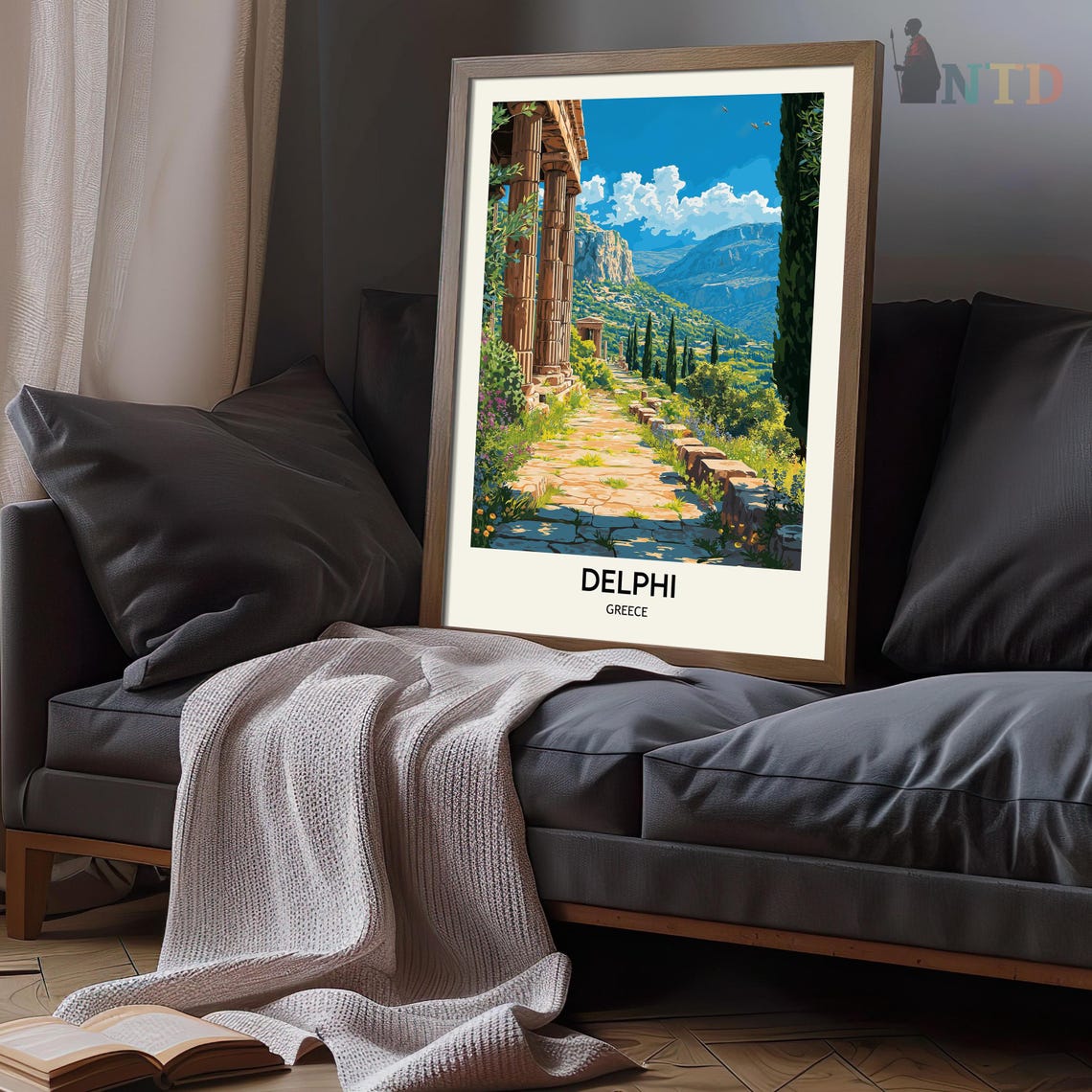 Delphi Stone Path Between Temple Columns and Green Hillsides Poster - Image 3