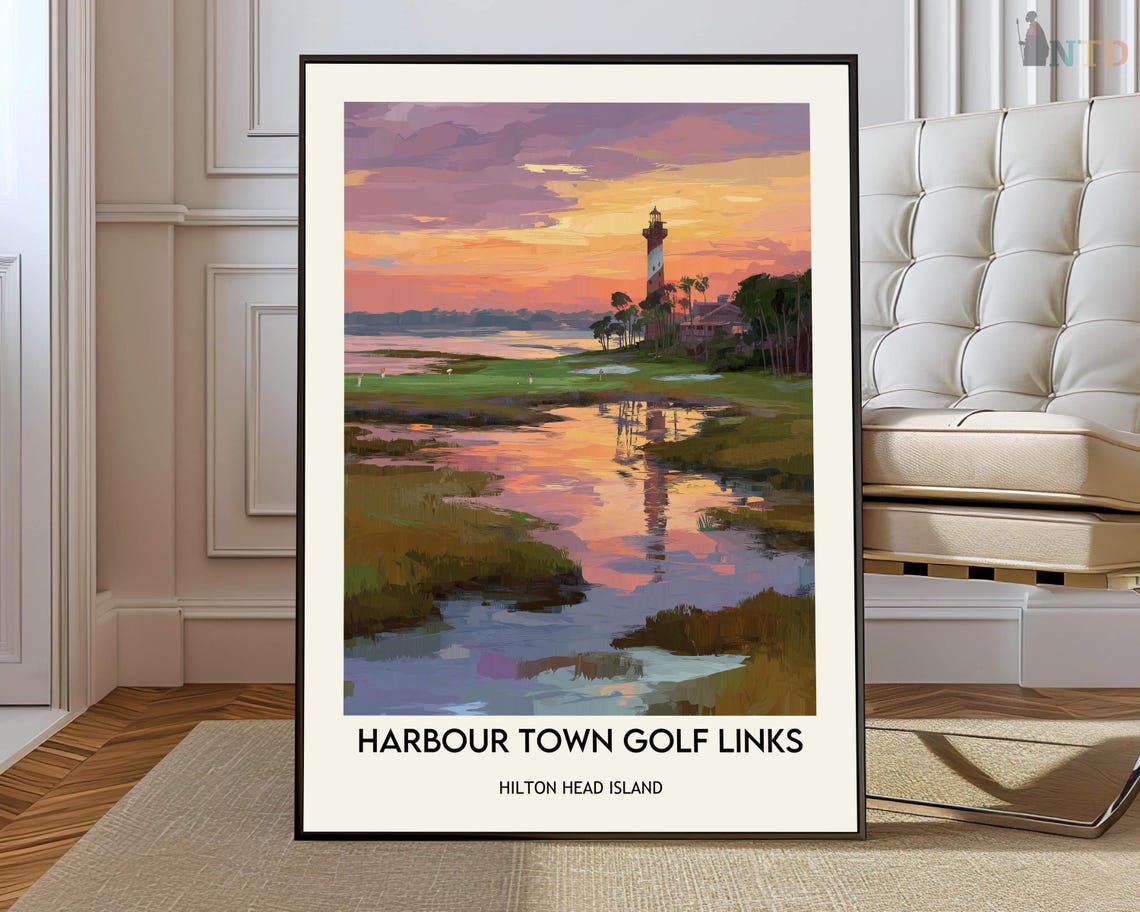 Harbour Town Golf Links Sunset Lighthouse Golf Travel Poster