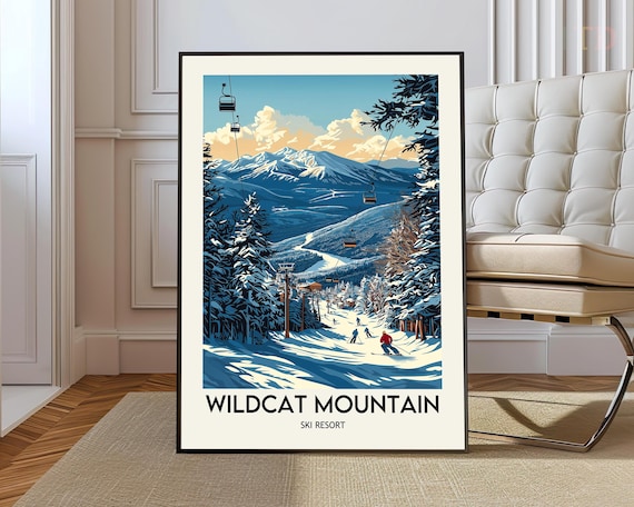 Wildcat Mountain Ski Resort Gondola Slopes Vintage Travel Poster