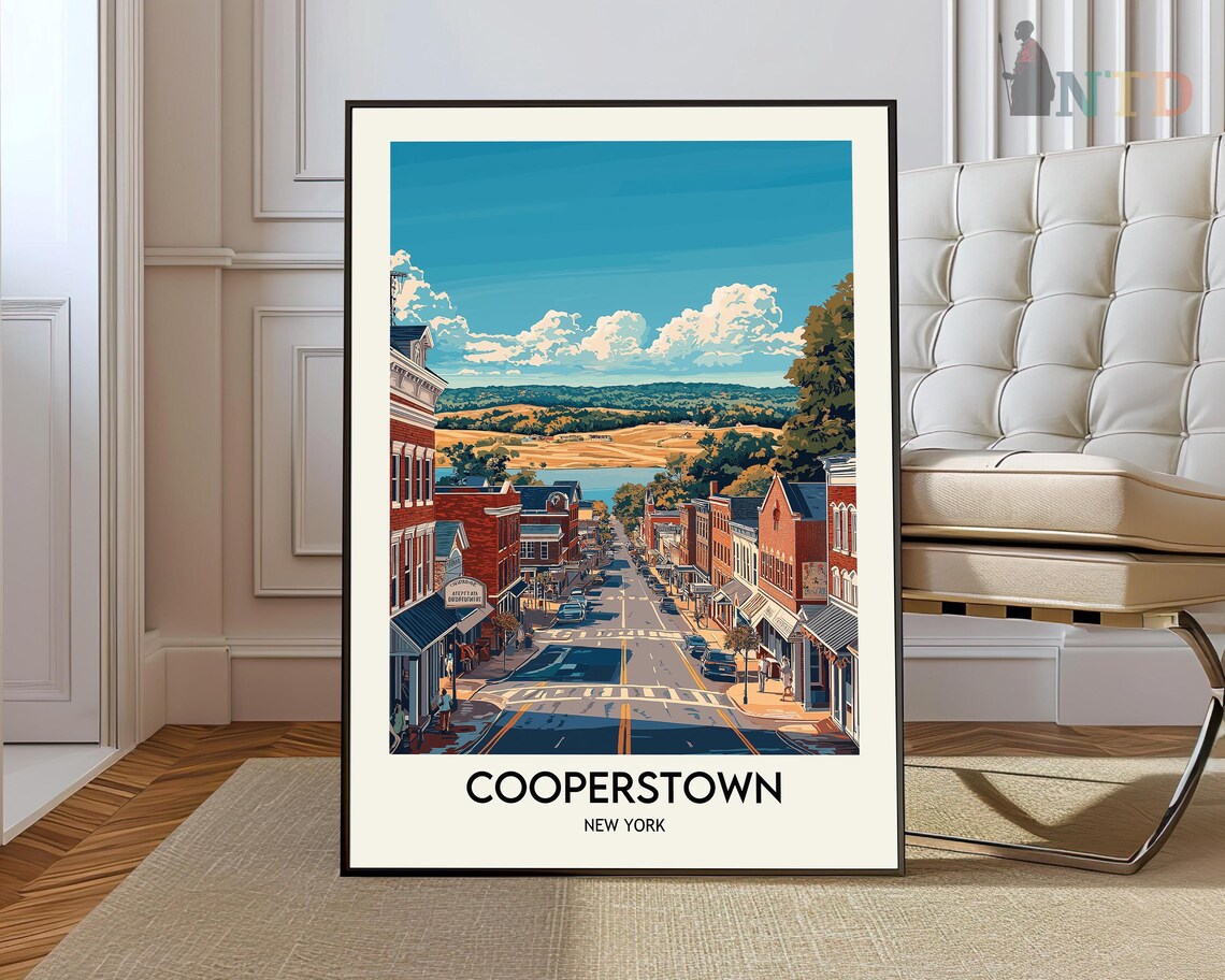 Cooperstown Historic Downtown Street Under a Summer Sky Poster