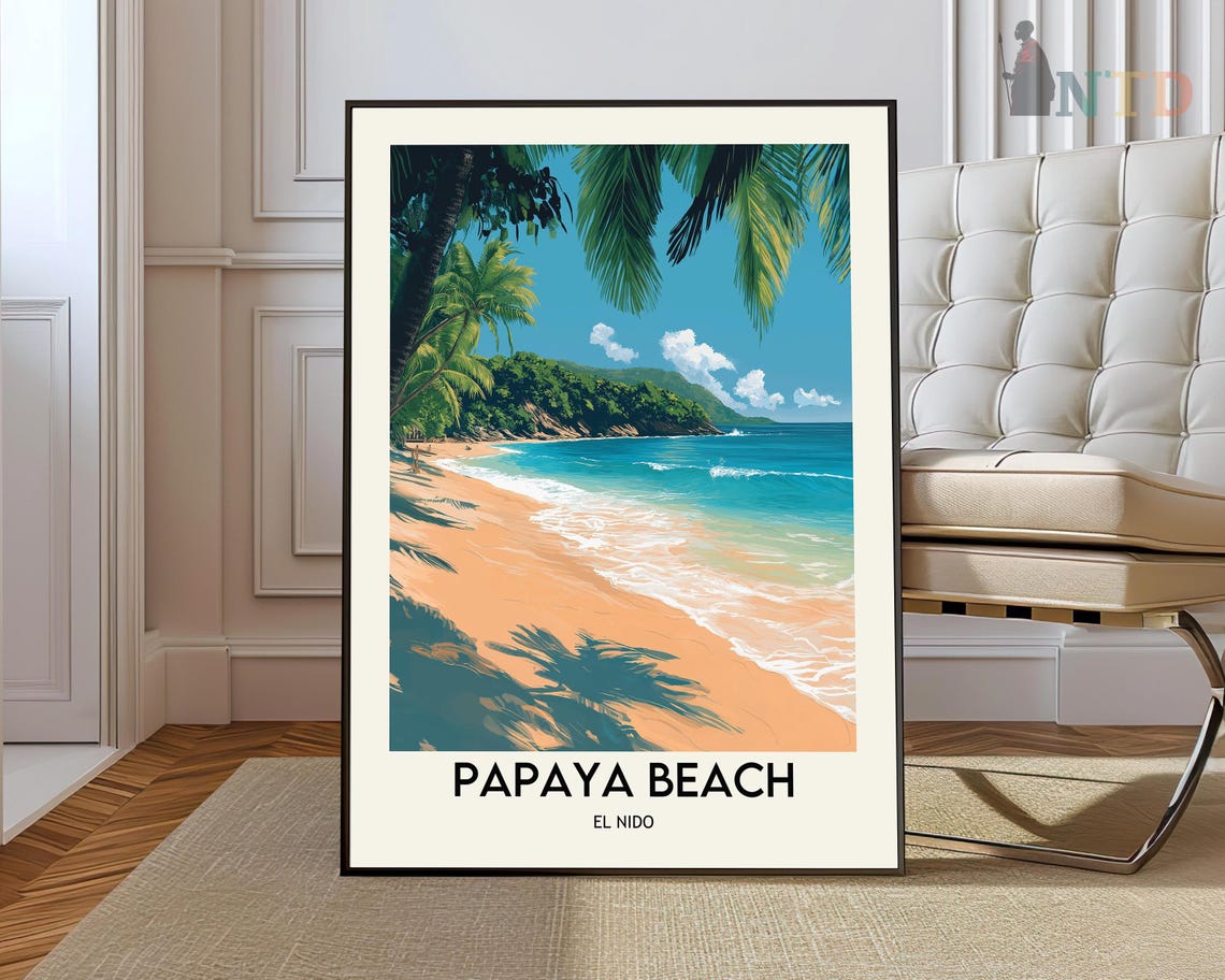 Papaya Beach El Nido Palawan Philippines Tropical Travel Poster