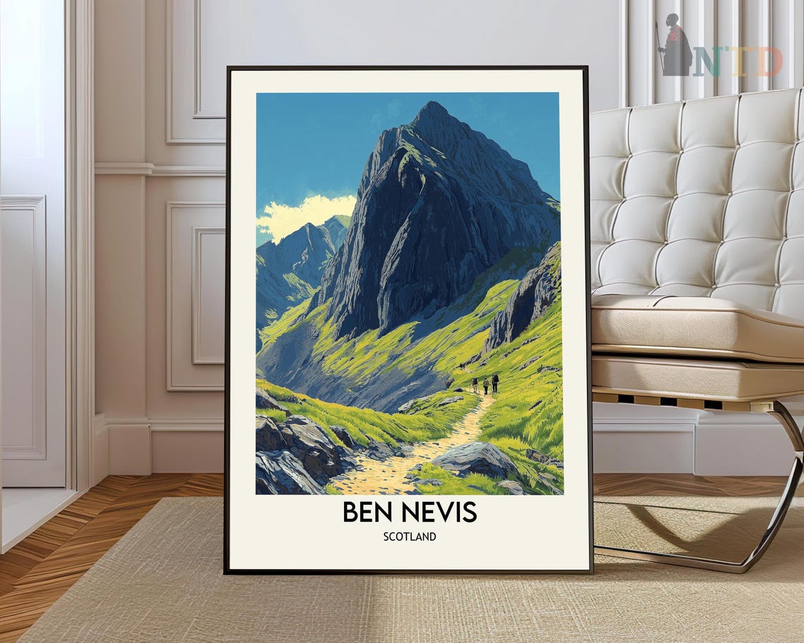 Ben Nevis Scotland Mountain Trail Hikers Highlands Nature Poster