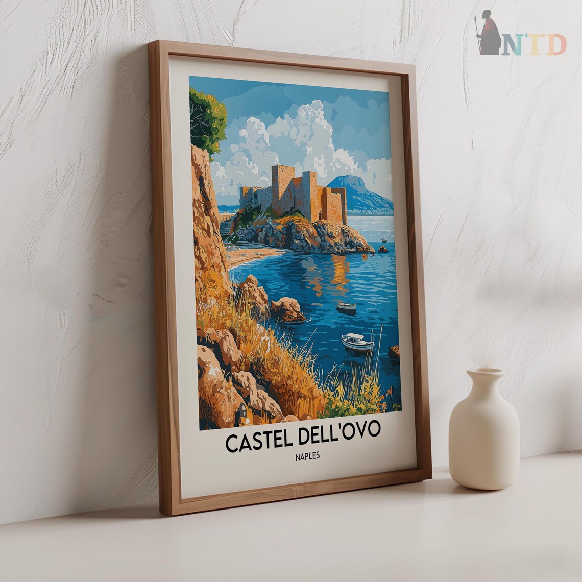 Castel Dell'Ovo Naples Bay Seaside Fortress Vintage Travel Poster - Image 2