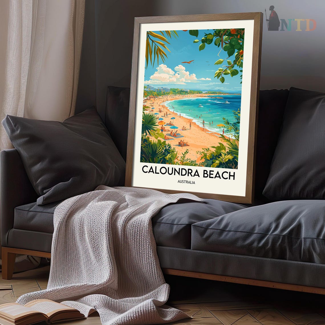 Caloundra Beach Australia Sunshine Coast Surf Sand Travel Poster - Image 3