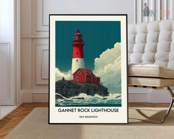 Gannet Rock Lighthouse Poster Wall Art Print Bay Of Fundy