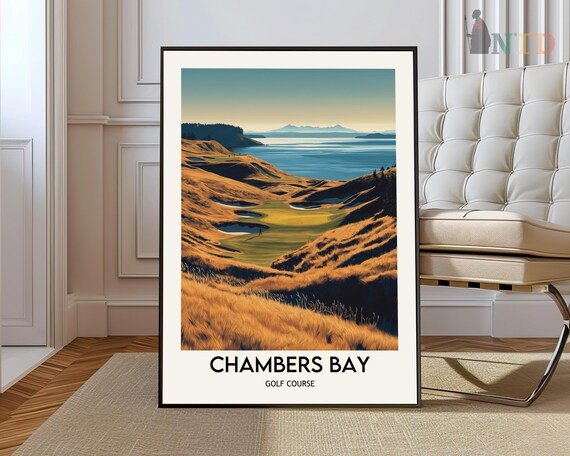 Chambers Bay Golf Course Golden Dunes Sunset Travel Style Golf Poster