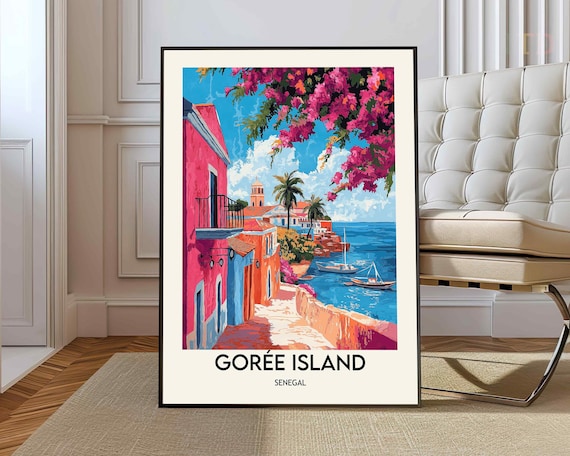 Goree Island Senegal Colonial Street Illustrated Travel Poster