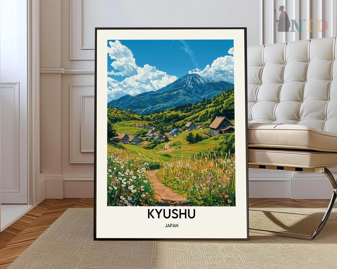 Kyushu Poster Kyushu Wall Art Kyushu Print Kyushu Photo Kyushu Poster Print Kyushu Travel Poster Mount Aso Poster Kyushu Japan Poster