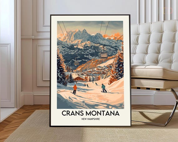 Cransmontana Ski Resort Poster Wall Art Print Valais Region