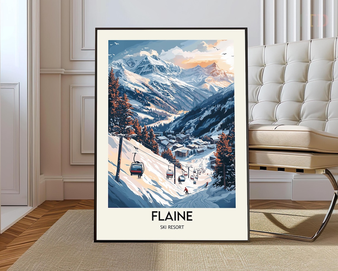Flaine Ski Resort Travel Poster, Grand Massif