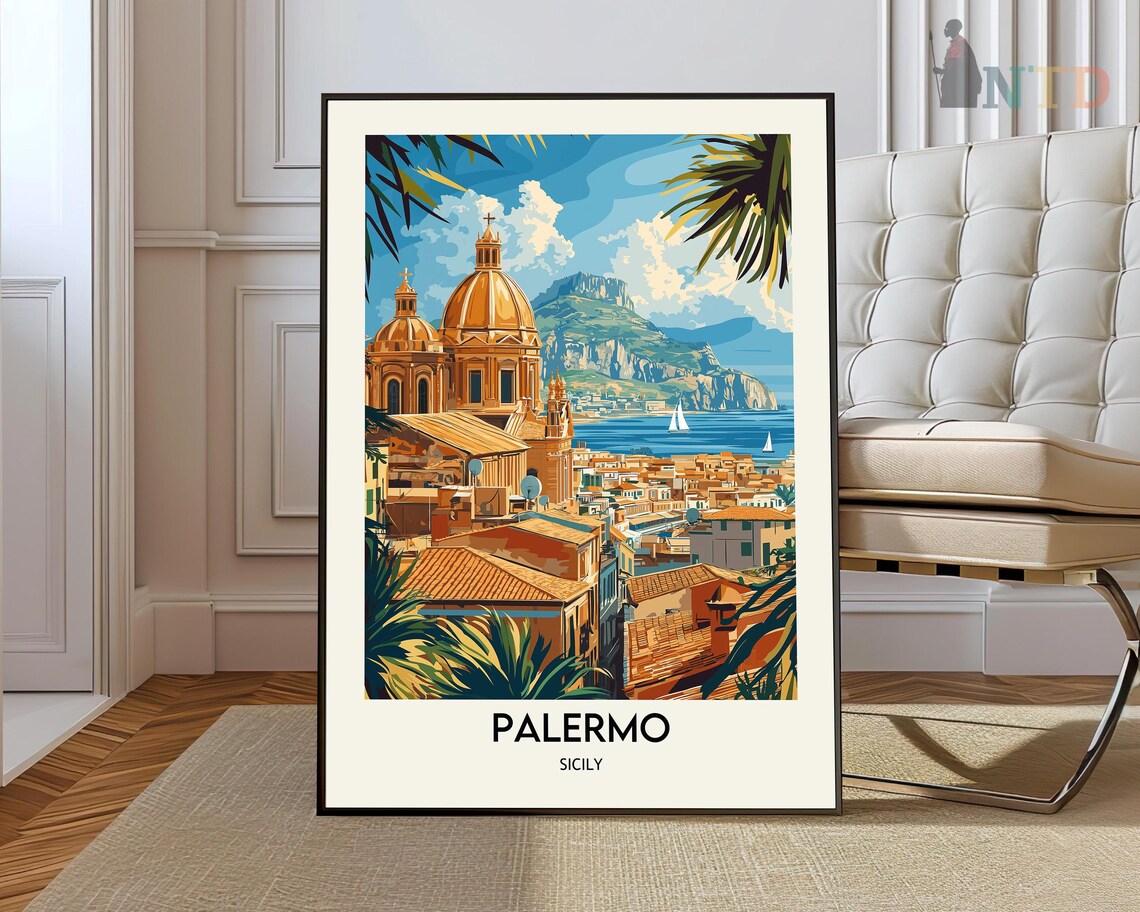 Palermo Travel Poster, Sicily Italy Wall Art