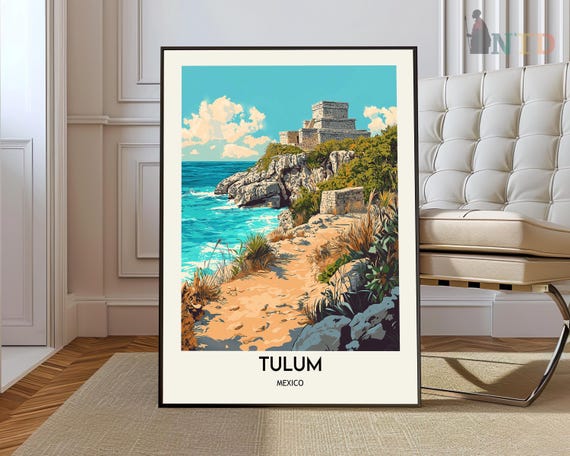 Tulum Poster Travel Print Tropical Decor Botanical South Latin Gift