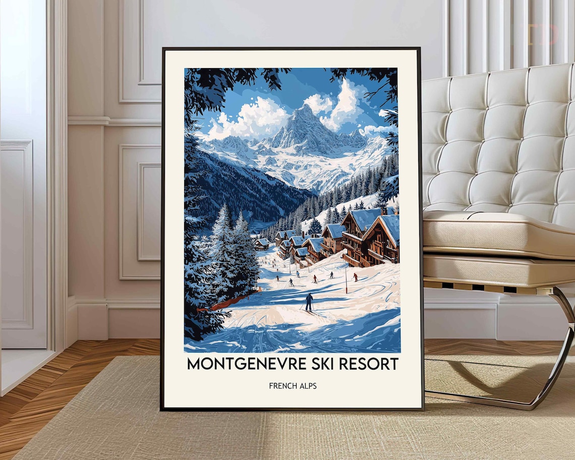 Montgenevre Ski Resort Snowy Slopes of the French Alps Poster
