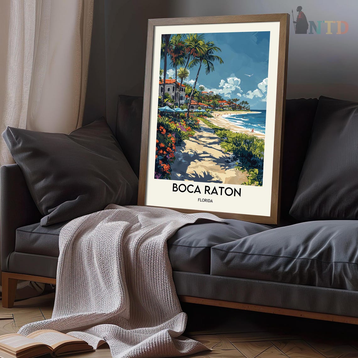 Flower Lined Path to the Beach Boca Raton Florida Travel Poster - Image 3