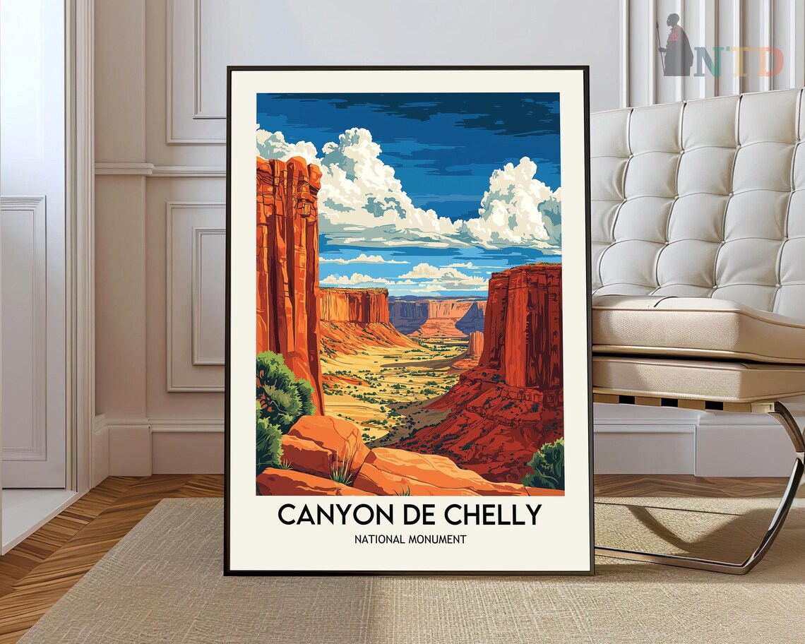 Canyon de Chelly Red Rock Desert Canyon Vintage Travel Poster