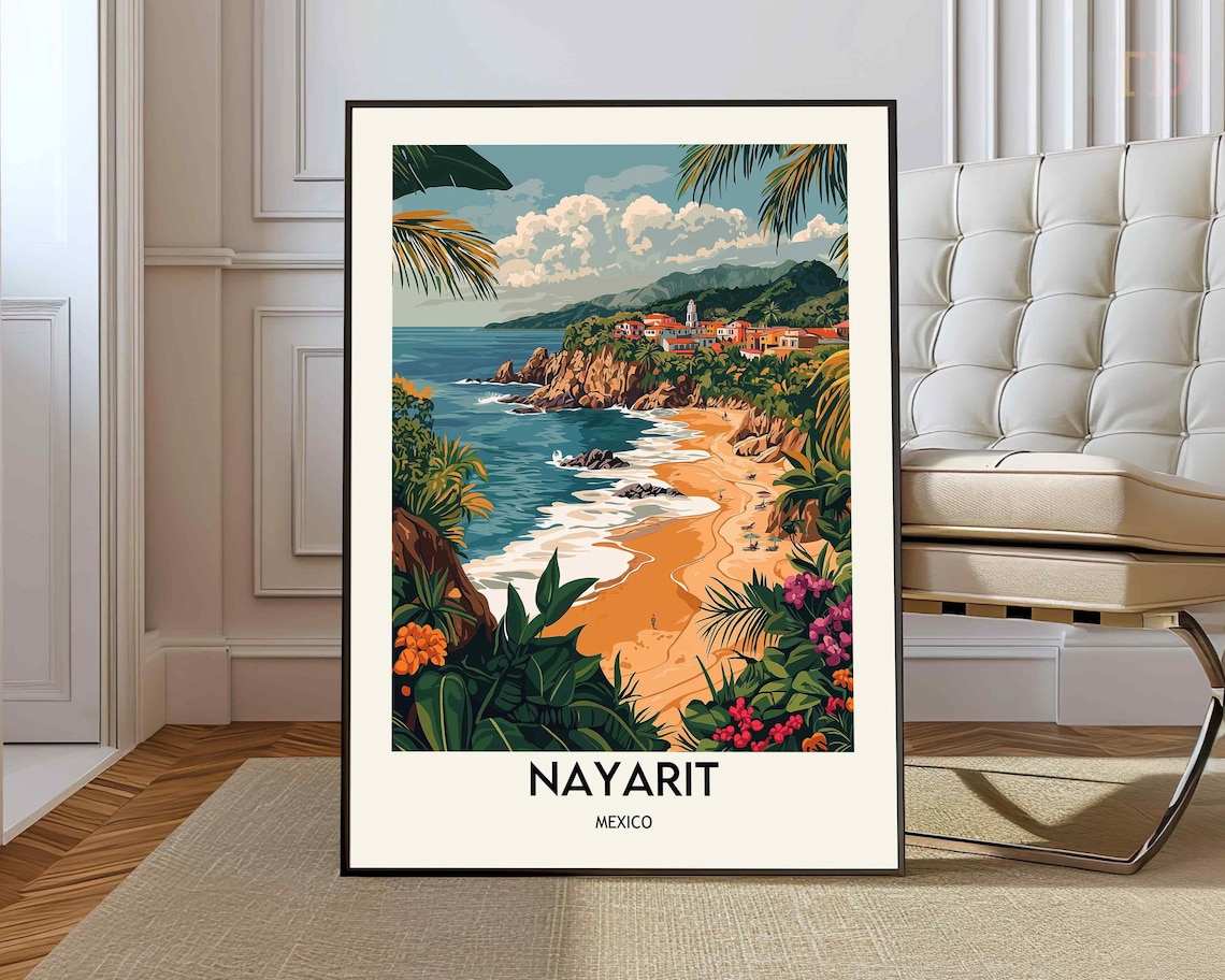 Sayulita Mexico Travel Poster, Latin America Art Print