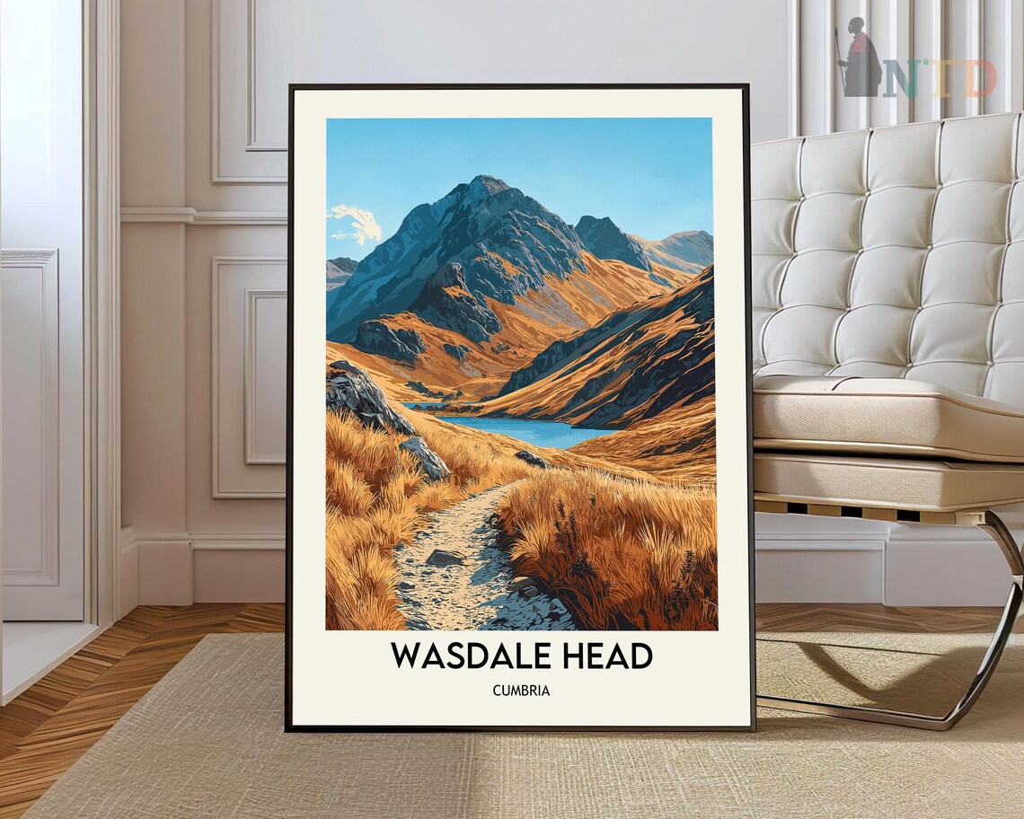 Wasdale Head Cumbria Golden Mountain Valley Hiking Trail Poster
