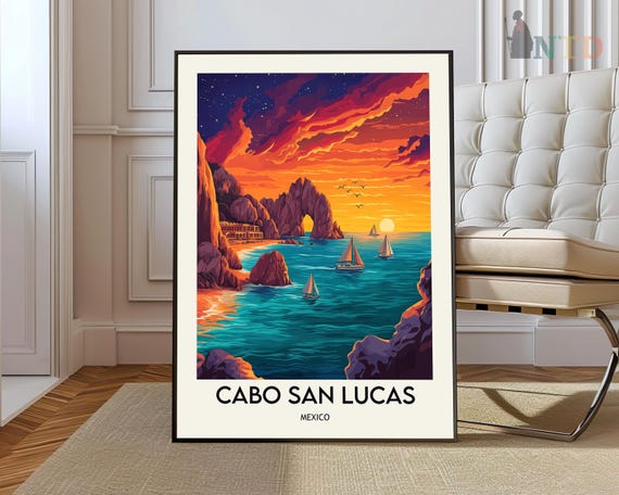 Cabo San Lucas Print Art Poster Painting Mexico Travel