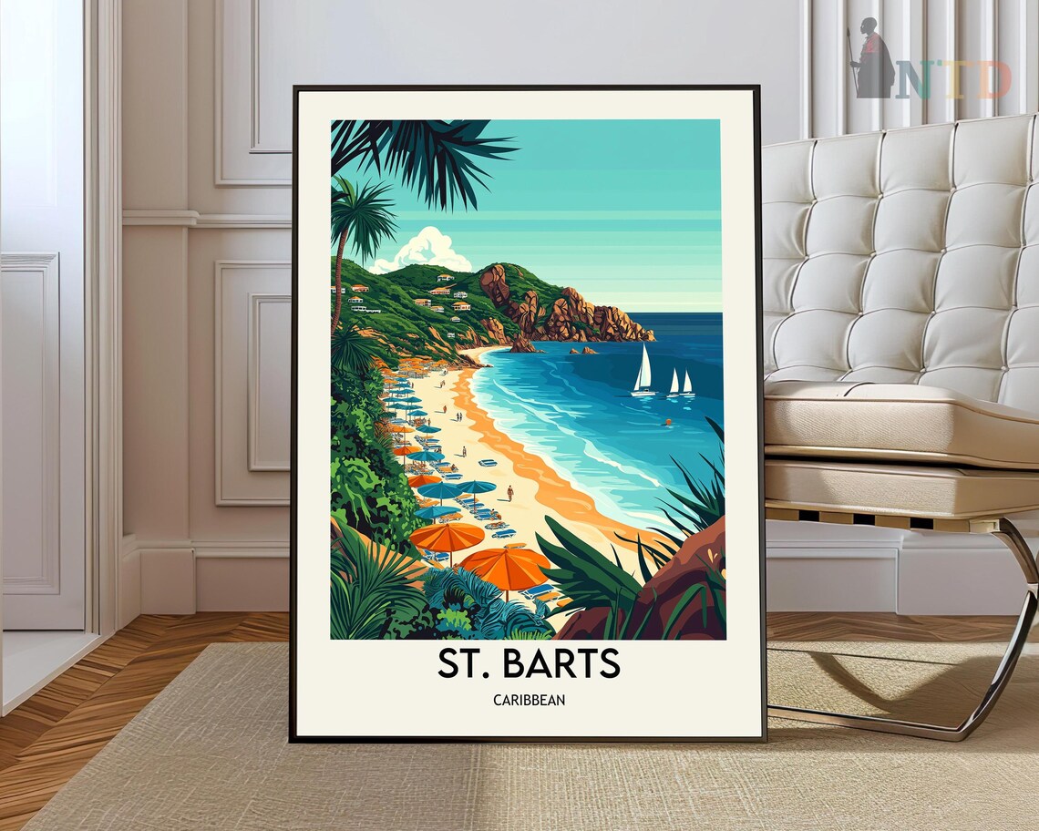 St Barts Caribbean Beach Tropical Island Getaway Travel Poster