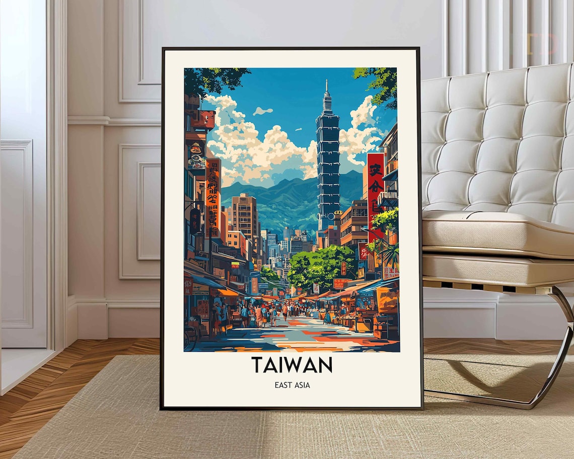 Taiwan Travel Poster, Taipei 101 Skyscraper