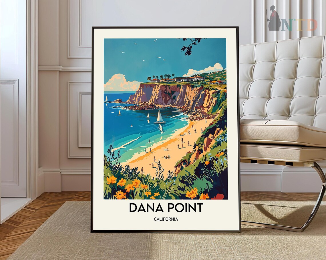 Dana Point Harbour Poster, Coastal Wall Art Print