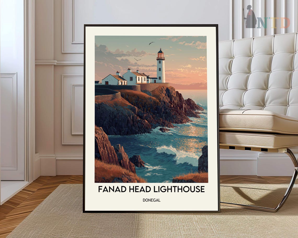 Fanad Head Lighthouse Daytime Coastal Cliffs Donegal Bay Poster
