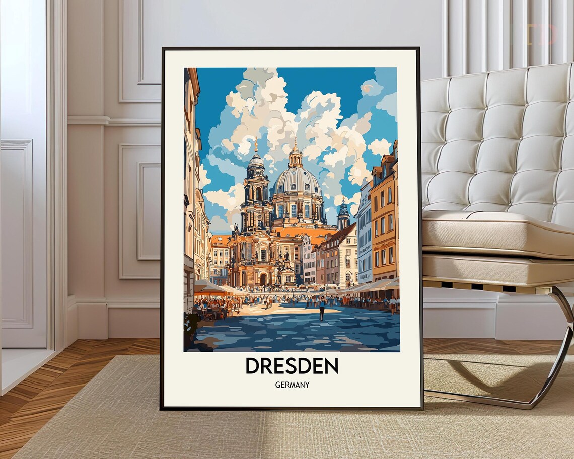 Dresden Frauenkirche Cathedral Vintage Germany Travel Poster