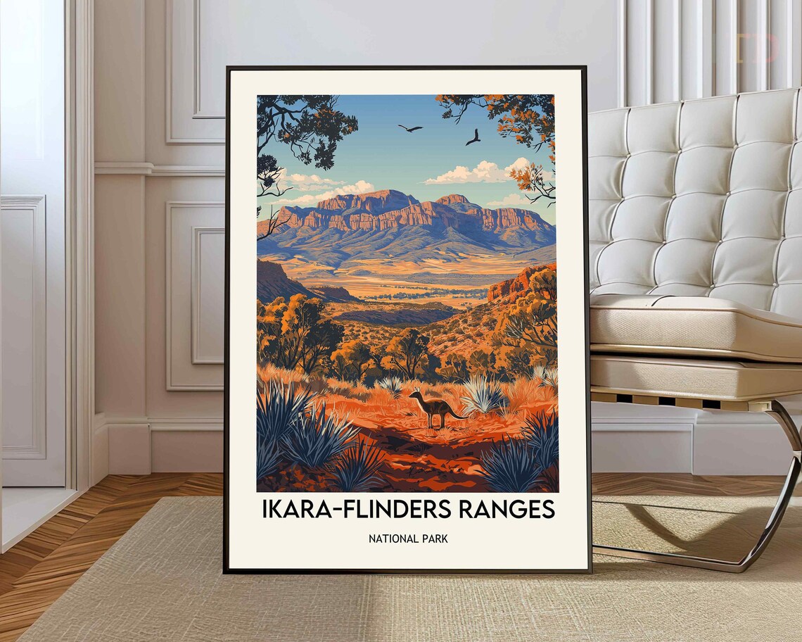 Ikara-Flinders Ranges Australia Retro National Park Travel Poster