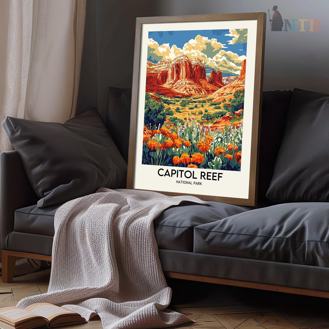 Capitol Reef National Park Utah Red Rocks Wildflowers Poster - Image 3