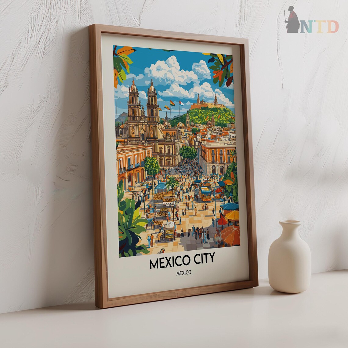 Mexico City Travel Poster, Tenochtitlan Landmark - Image 2
