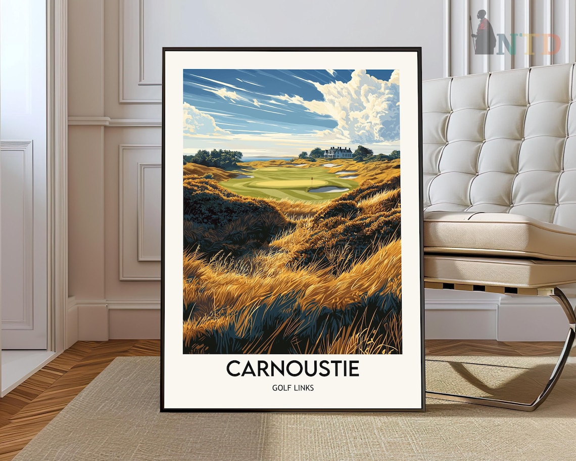 Carnoustie Golf Links Scotland Golden Dunes Travel Style Golf Poster