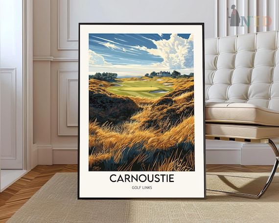 Carnoustie Golf Links Scotland Golden Dunes Travel Style Golf Poster