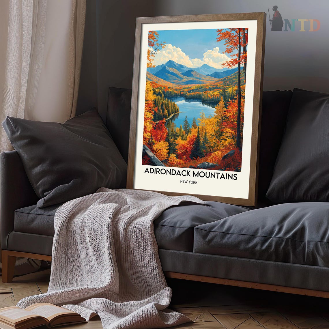 Adirondack Mountains New York Autumn Lake Valley View Poster - Image 3