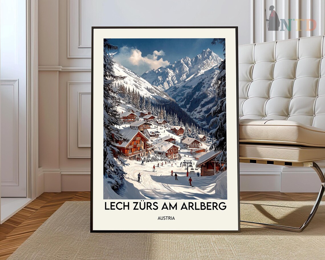 Lech Zurs am Arlberg Austria Winter Ski Village Alps Travel Poster