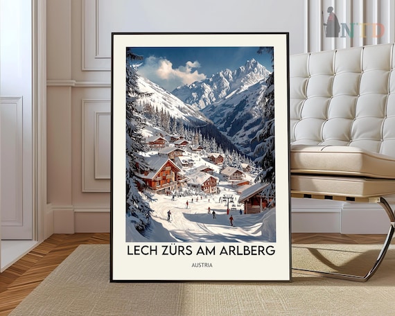 Lech Zurs am Arlberg Austria Winter Ski Village Alps Travel Poster