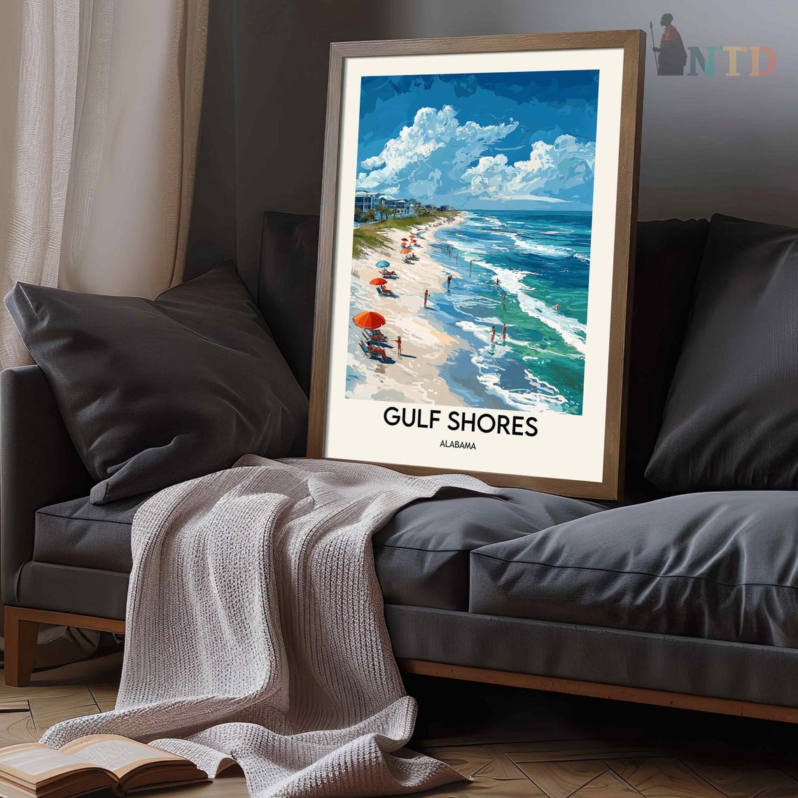 Gulf Shores Alabama White Sand Beach With Red Beach Umbrellas Poster - Image 3