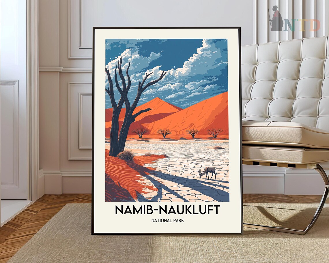 Namib Naukluft National Park Cracked Clay Pan Desert Travel Poster