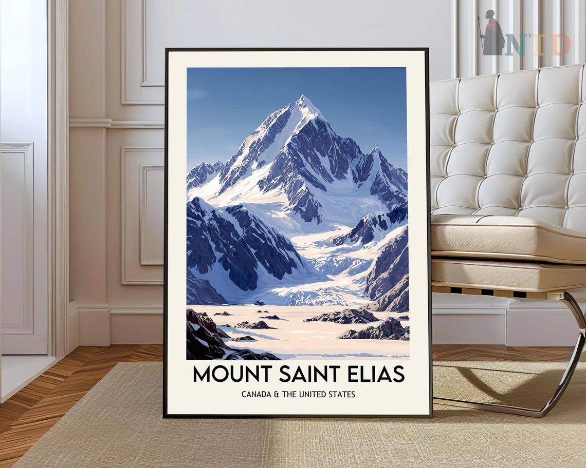 Mount Saint Elias Canada United States Glacier Peak Travel Poster