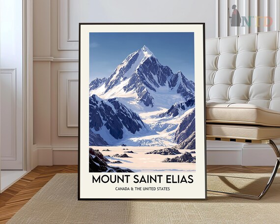 Mount Saint Elias Canada United States Glacier Peak Travel Poster