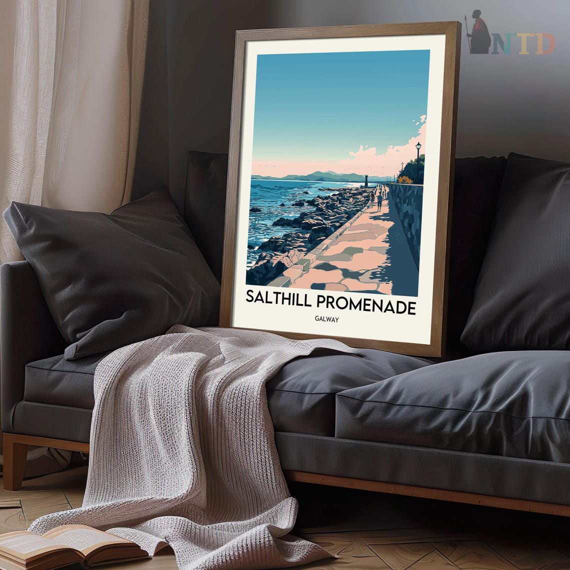 Salthill Promenade Galway Ireland Sunset Pink Sky Seafront Poster - Image 3