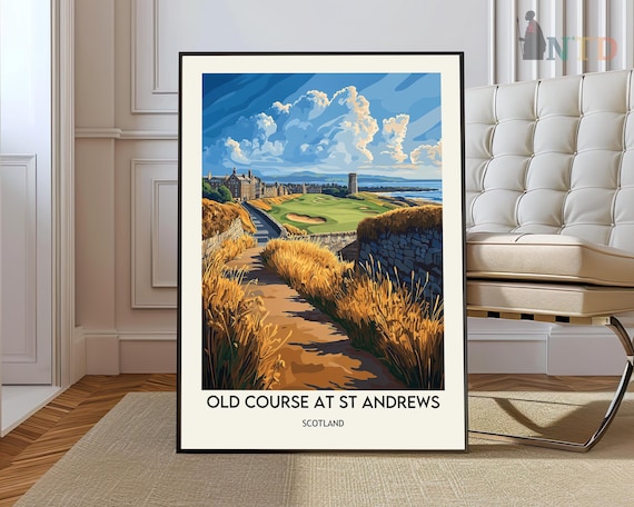 Old Course At St Andrews Scotland Golf Links Coastal Travel Poster