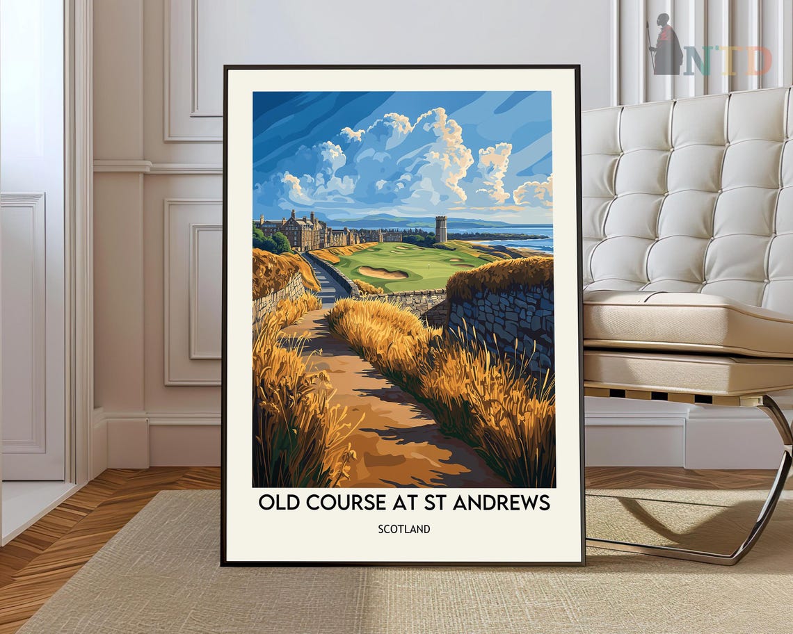 Old Course At St Andrews Scotland Golf Links Coastal Travel Poster