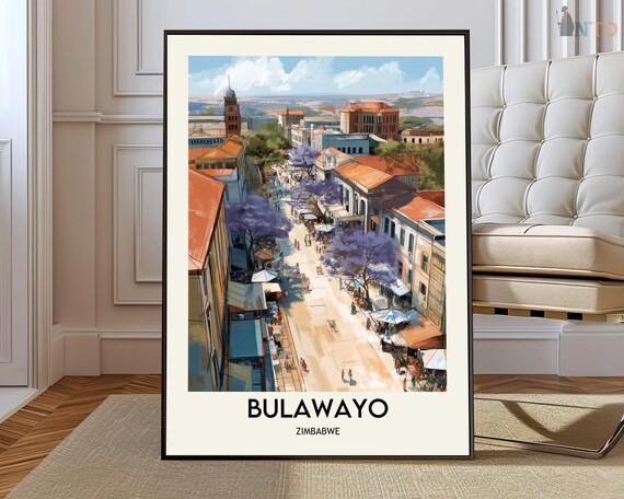 Bulawayo Zimbabwe Avenue Poster Jacaranda Trees Historic City Travel