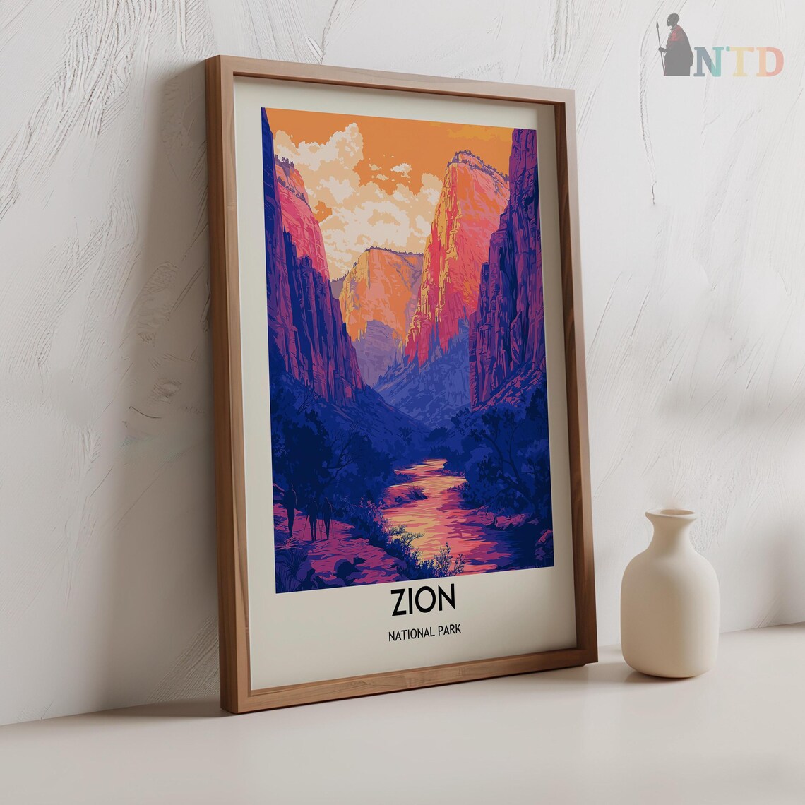 Zion National Park Utah Canyon River Dusk Vintage Travel Poster - Image 2