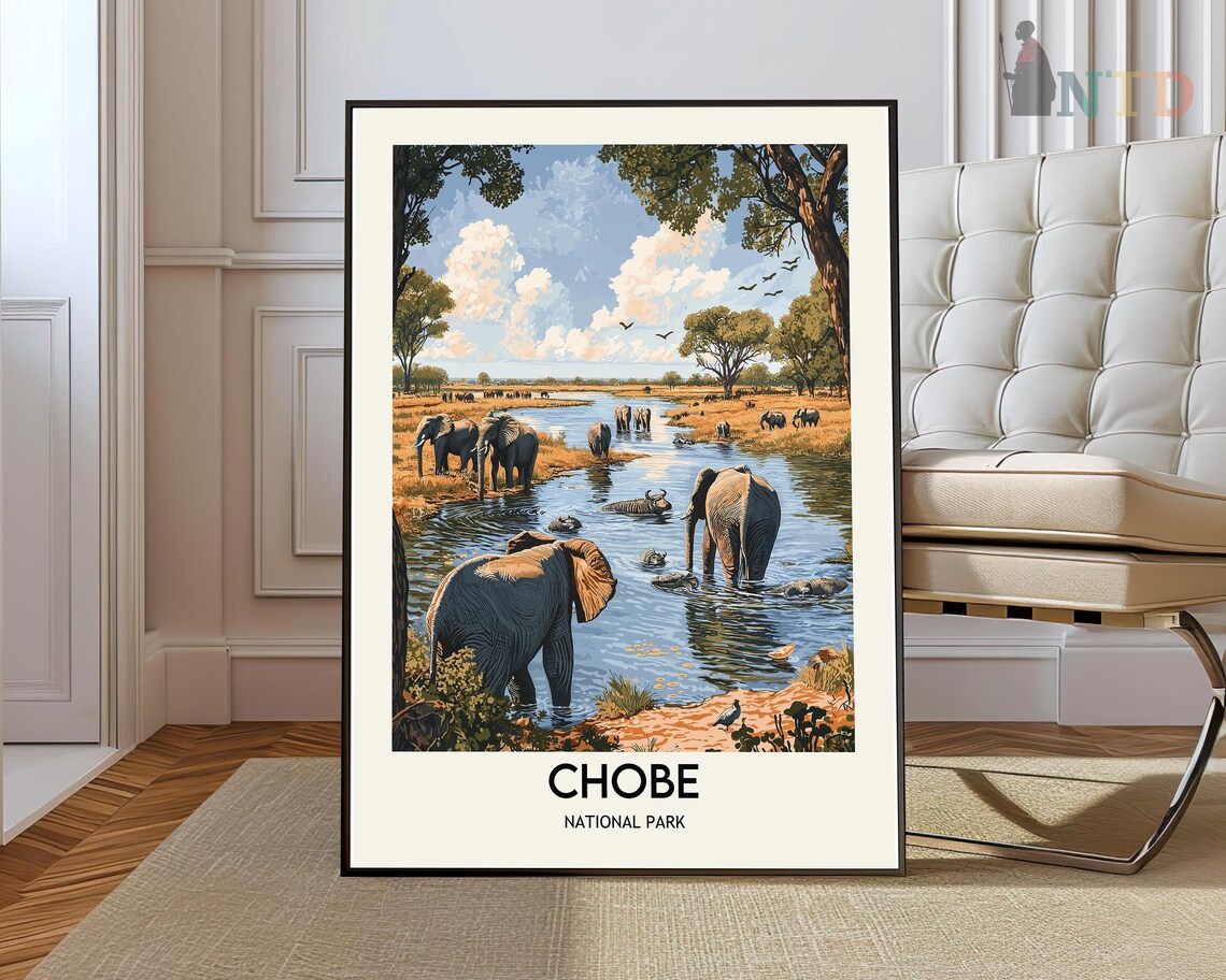 Chobe National Park Travel Poster, Botswana