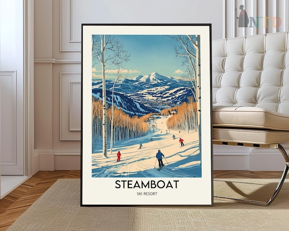 Steamboat Ski Resort Colorado Retro Aspen Mountain Ski Poster