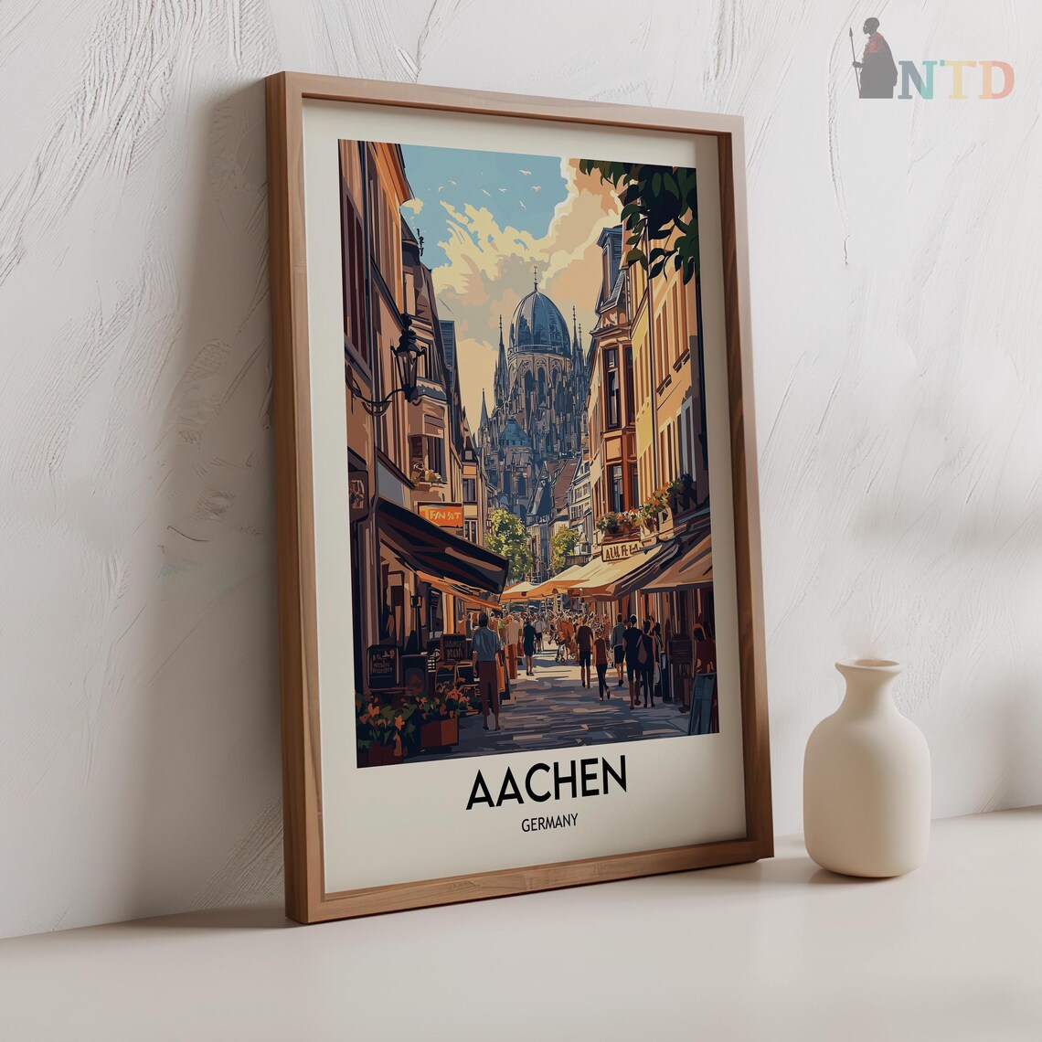 Aachen Germany Cathedral Old Town Street Vintage Travel Poster - Image 2